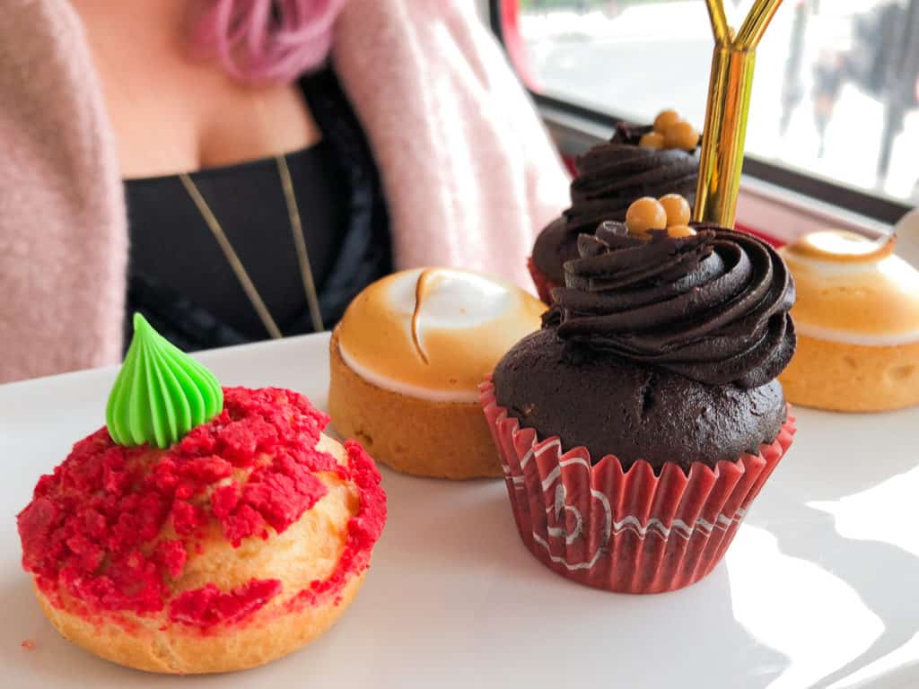 Looking for a truly unique experience while in London? How about afternoon tea while riding on a vintage double-decker bus? Read all about my fun experience on B-Bakery's bus tour! #london #afternoontea #england #bustour #europe #travel